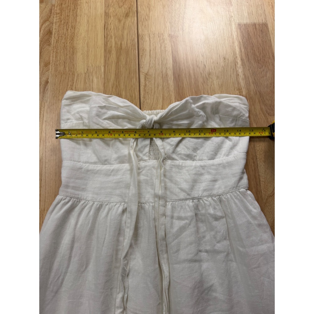 Abercrombie & Fitch White Linen Blend Halter Cutout Tiered Maxi Dress Women's M - Picture 4 of 6